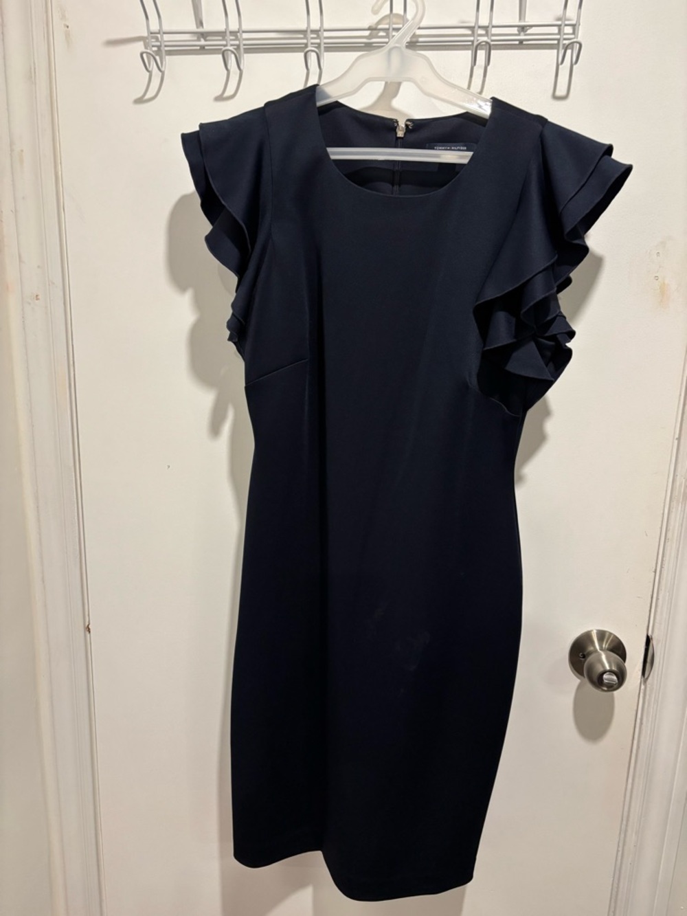 Tommy Hilfiger Navy Ruffle-Sleeve Midi Dress